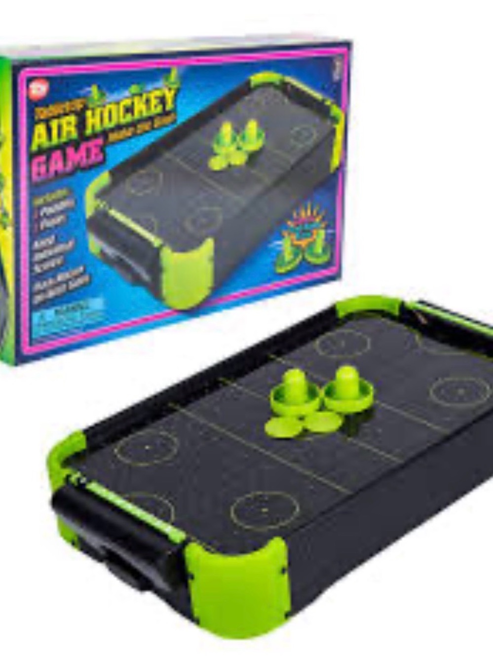 Air Hockey Game Table - Neon Green and Black